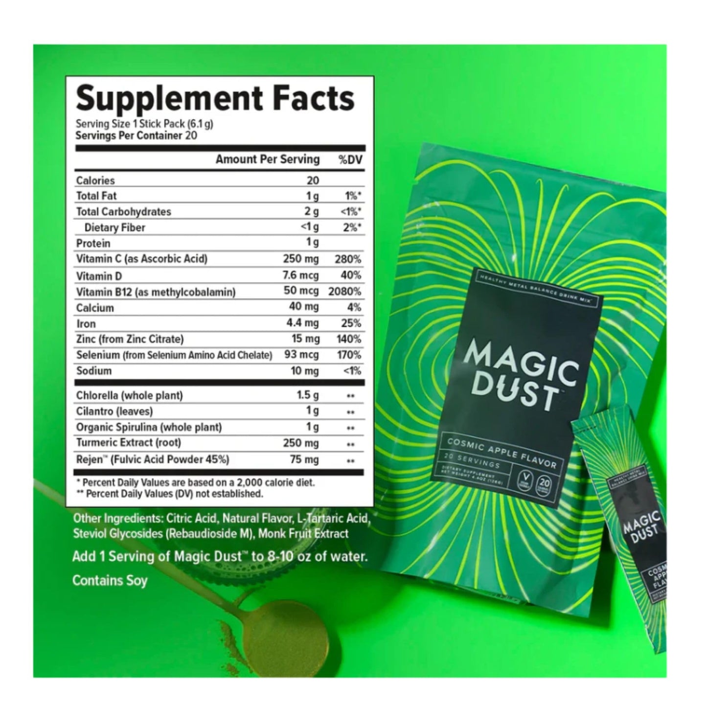 InnoSupps Magic Dust Super Greens Powder Drink Mix Packets with Chlorella Powder - Gut Health, Immune Support, & Energy Support - Vitamins & Mineral Supplement for Health, Cosmic Apple (20 Servings) InnoSuppsBuy Supplements Australia