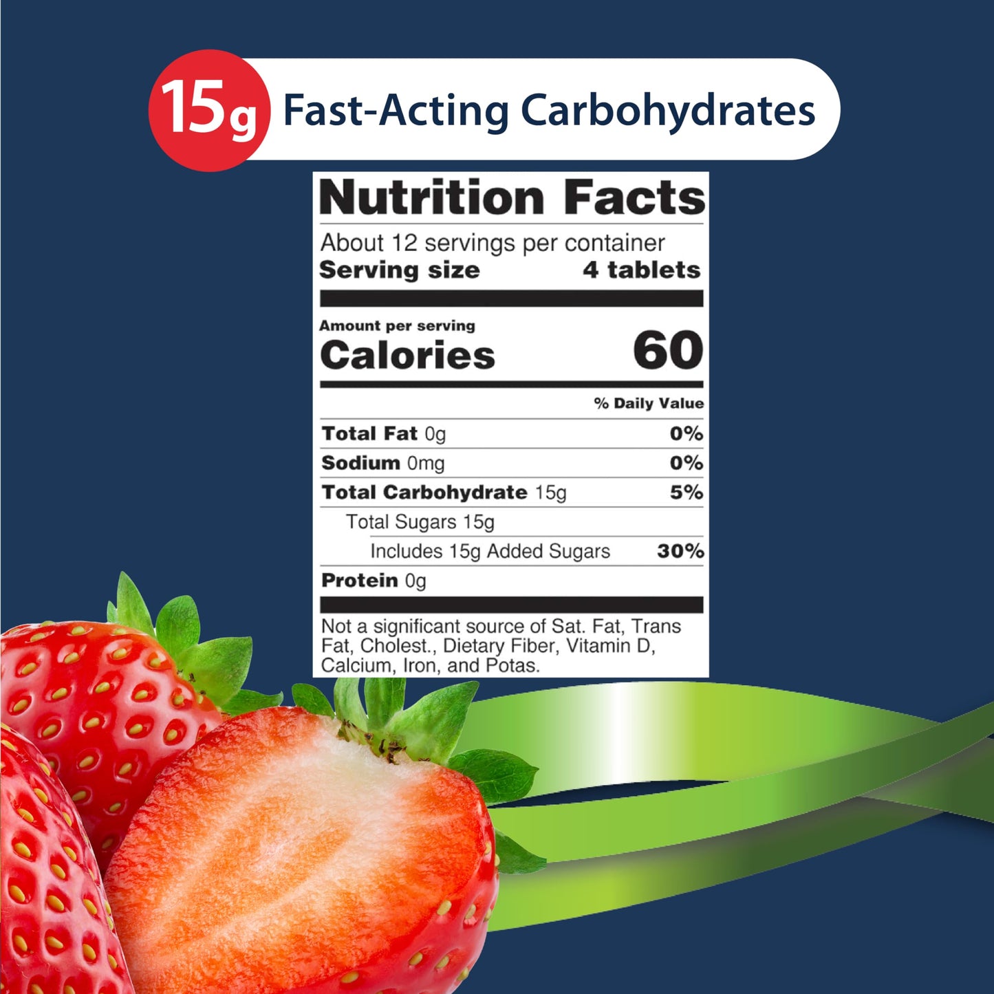 TRUEplus Glucose Tablets, Chewable, Strawberry Flavor, 15g Fast-Acting Carbohydrates, Fat Free, Gluten Free, Boost Energy, 50 Count (Pack of 2)