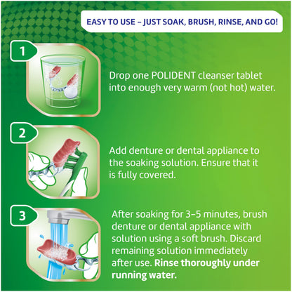 Polident 3 Minute Antibacterial Dental Appliance Cleanser Tablets, Retainer Cleaner Tablets, 90 Count (2 Pack)