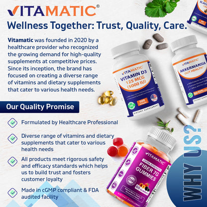 Vitamatic Calcium Magnesium Zinc D3 Boron | 365 Coated Tablets Supplement | Calcium 1200 mg, Magnesium 420mg, Zinc 25mg, Vitamin D3 1000 IU, Boron 1 mg | Non-GMO | Gluten Free | Made in USA