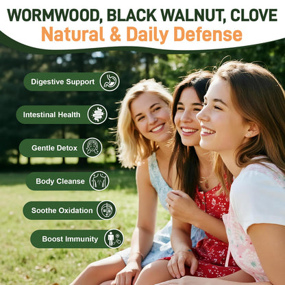 GrthNutr Black Walnut Wormwood Clove Tinture Cleanse for Humans - Gut Detox & Intestinal Health Digestive Support with Pumpkin, Oregano, Garlic Bulb