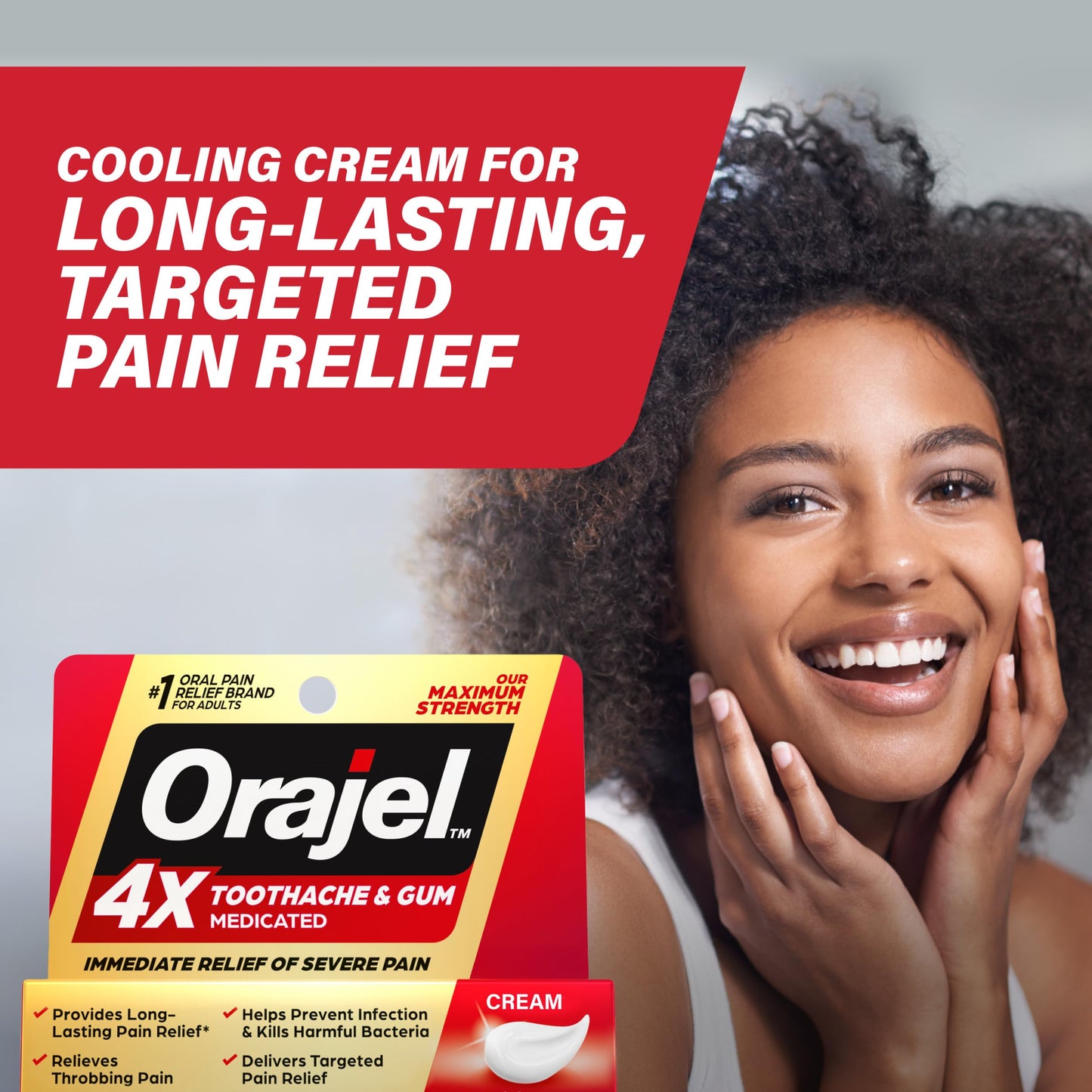 Orajel 4X for Toothache & Gum Pain: Severe Cream Tube 0.33oz- From Oral Pain Relief Brand