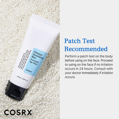 COSRX Ultimate Nourishing Rice Overnight Spa Mask, 60ml / 2.02 fl.oz | Rice Extract 68% and Niacinamide 2%, Korean Skin Care, Animal Testing Free