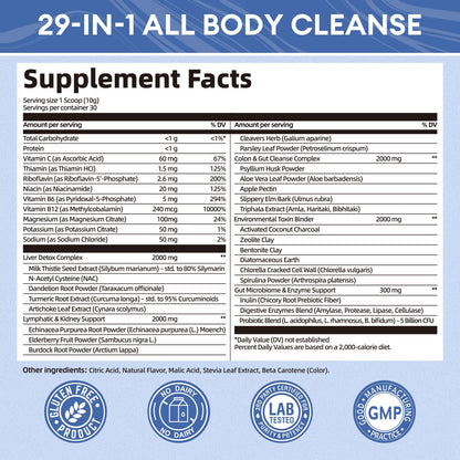 29-in-1 Full Spectrum Detox Powder | 5-Step Total-Body Reset for Liver, Lymphatic, Colon & Gut Support | Potent Earthy Taste