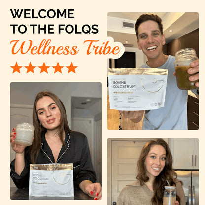 Folqs Bovine Colostrum Powder – First-Day Milking for Immune & Gut Support – 60 Servings – Supports Skin & Tissue Health – Made in USA - Amino Acids,