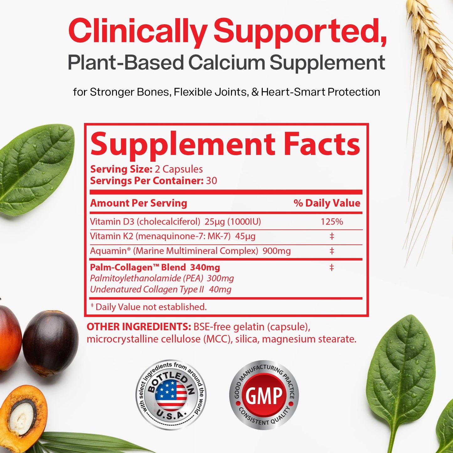 OsteoShield Peak Health Research - Bone & Joint Formula - Calcium Supplements for Women & Men with Vitamin D3, K2 & Aquamin