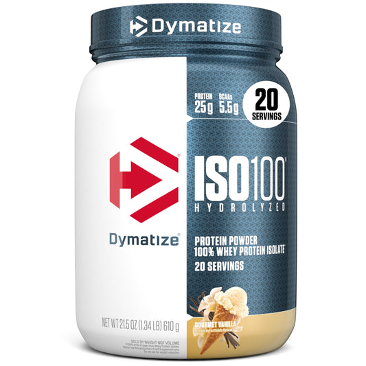 Dymatize ISO100 Whey Protein Powder Isolate, Gourmet Vanilla, 25g of Protein, 5.5g BCAAs, Less Than 120 Cal., Gluten Free