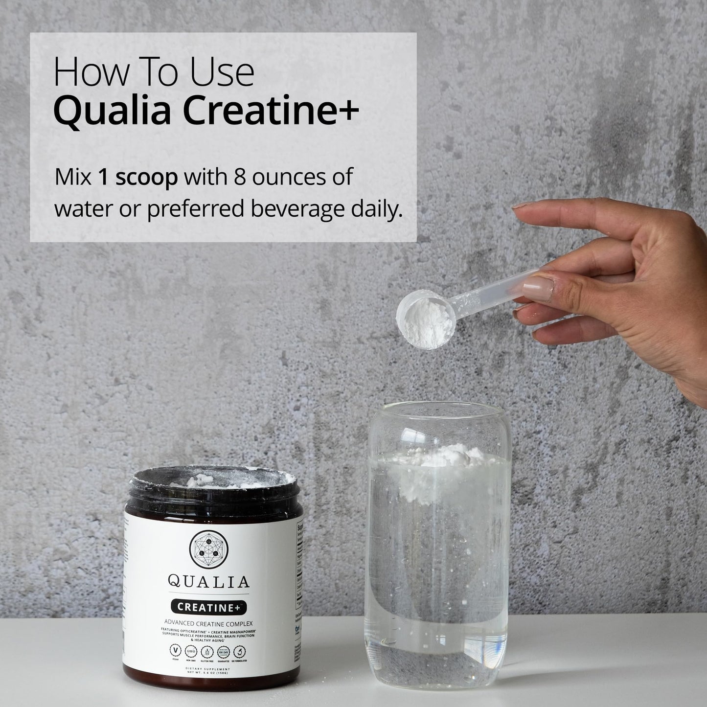 Qualia Creatine | Advanced Creatine Complex | 2 Sources + Magnesium | Optimized Absorption | Muscle Performance, Brain Function,