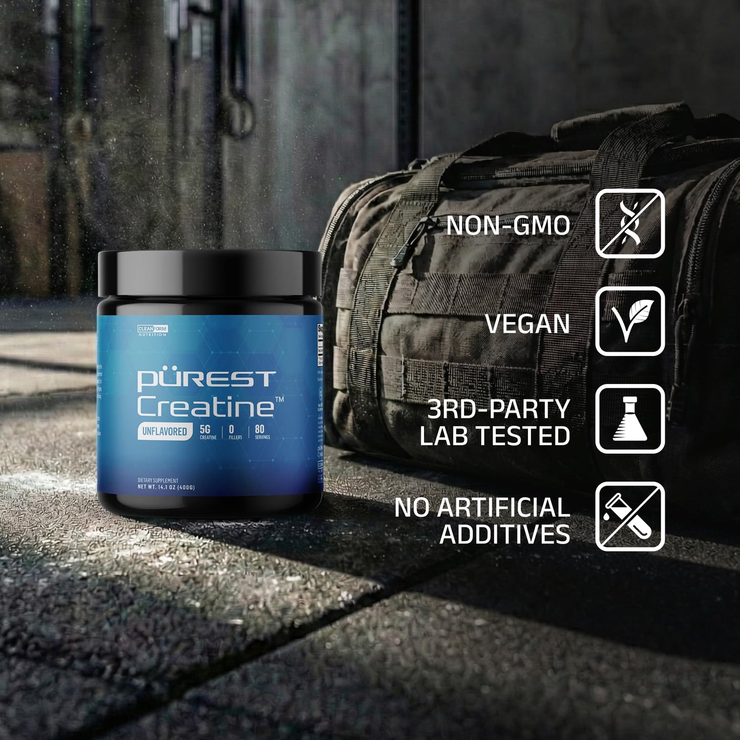Cleanform Purest Creatine Monohydrate Powder - Ultra-Pure Micronized Supplement for Explosive Strength, Lean Muscle Growth