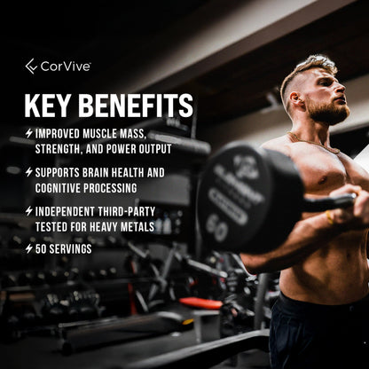 CorVive Creatine Monohydrate - Pure & Unflavored Creatine Powder - Vegan, Gluten Free, No Additives, Non-GMO - Easy-Mix Formula for Strength & Performance Support