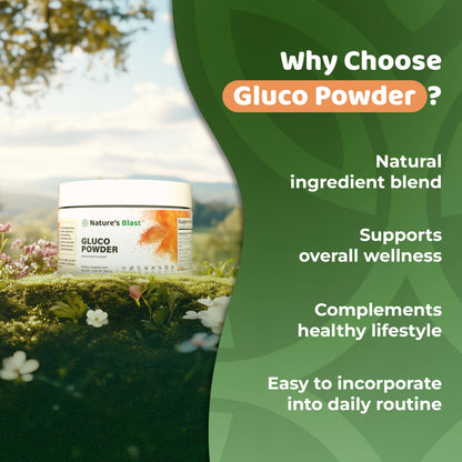 NATURES BLAST Gluco-Powder with White Mulberry Extract & Ceylon Cinnamon - Organic Metabolic Wellness Blend for Energy & Vitality, 1 Bottle
