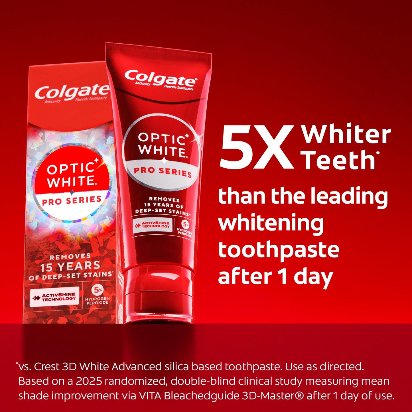 Colgate Optic White Pro Series High Impact White, 3 Pack, Teeth Whitening Toothpaste with 5% Hydrogen Peroxide and ActivShine