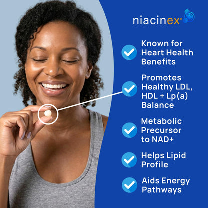Niacinex Niacin 500mg Extended Time Release, 200 Tablets, Minimal to No-Flush, Vitamin B3 Supplement - Cholesterol Balance