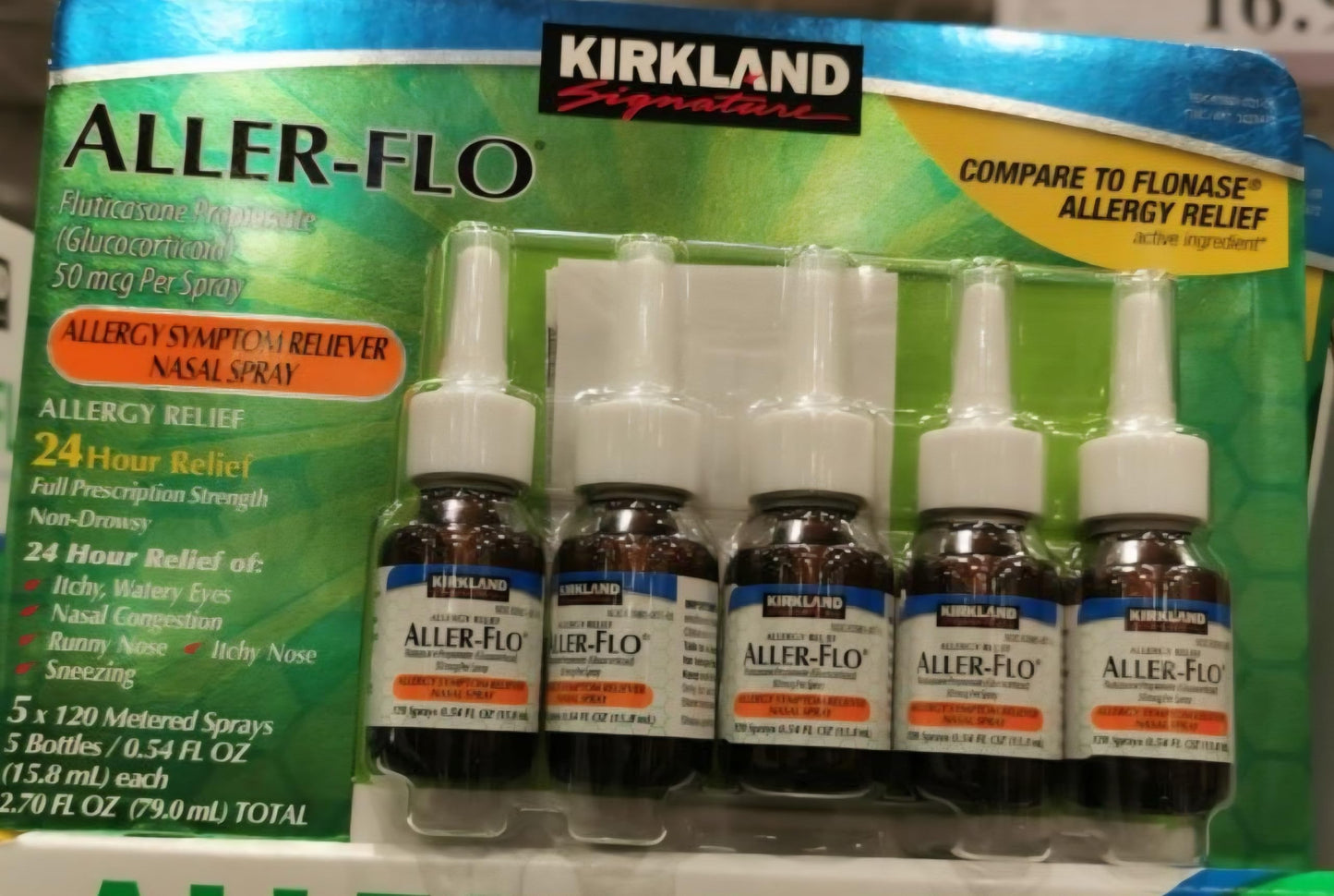 Kirkland Signature Aller-Flo Fluticasone Propionate (Glucorticoid) 5 Bottles x 120 Metered Sprays 0.54 Fl OZ per Bottle (15.8 mL x 5) 2.70 OZ Total (79 mL Total) 600 Total Sprays Total, 1-Pack KIRKLAND buy supplements Au
