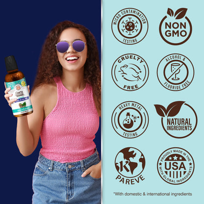 GuruNanda Farmed Mint Oil Pulling Mouthwash for Complete Oral Hygiene, 7 Essential Oils & Vitamins for Happy Teeth & Gums