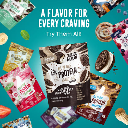 FlavCity Chocolate All in One Protein Shake Powder - On the Go Meal Alternative + Collagen Peptides, Reishi & Cordyceps - Focus, Skin, Hair & Joint Support