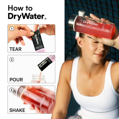 DryWater® Electrolyte + Vitamin Hydration Powder Packets – Mixed Berry, 1,000mg Potassium, Real Organic Fruit, NSF Certified for Sport,