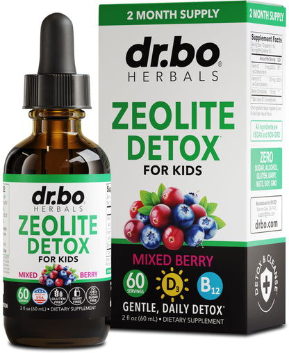 Zeolite Detox for Kids Liquid Drops - Advanced Clinoptilolite with Pure Vitamins B12 & D - Kids Gentle Body Daily Cleanse Focus & Speech Extra Clinoptilolite Zeolite