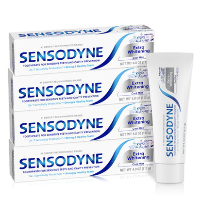 Sensodyne Extra Whitening Sensitive Teeth and Cavity Prevention Whitening Toothpaste, Amazon Exclusive, Cool Mint, Amazon Exclusive