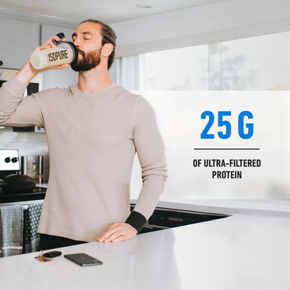 Isopure Zero Carb 100% Pure Whey Isolate Protein Powder, Lactose Free, Gluten Free, with Vitamins, Creamy Vanilla, 25g Protein Per Serving, 1 Lb,