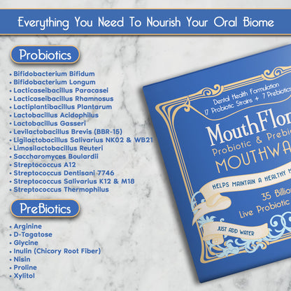 Probiotic & Prebiotic Mouthwash | Gentle Mouthwash for Sensitive & Oral Thrush-Prone Mouths | Soothing, pH Balancing
