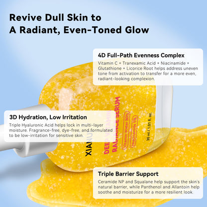 XIANUI Deep Vitamin Radiance Serum - 5% Niacinamide + TXA + Vitamin C - Brightening & Hydrating Face Serum with Ceramide & Triple Hyaluronic Acid