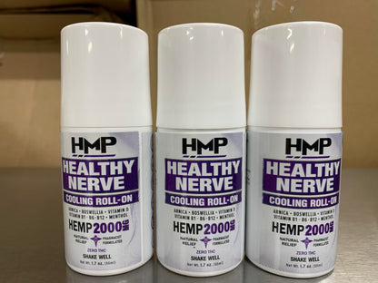 HMP Nerve Roll-On for Feet, Hands, Legs, Toes, Back 2000MG Hemp with Menthol & Arnica, Soothing Cooling Formula, Made in USA, 50ml (1 Pack) HMP BRANDSBuy Supplements Australia