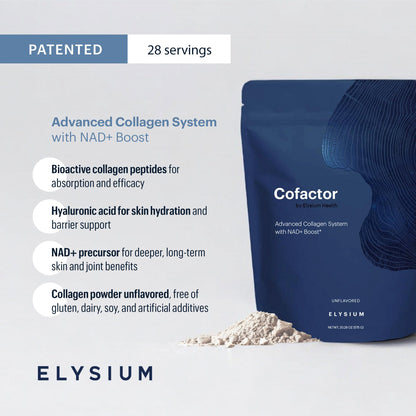 ELYSIUM Cofactor – 4-in-1 Collagen Peptides Powder w/NAD+, Hyaluronic Acid & Vitamin C for Skin, Hair, Nails, Joints & Cellular Health, Collagen Supplements