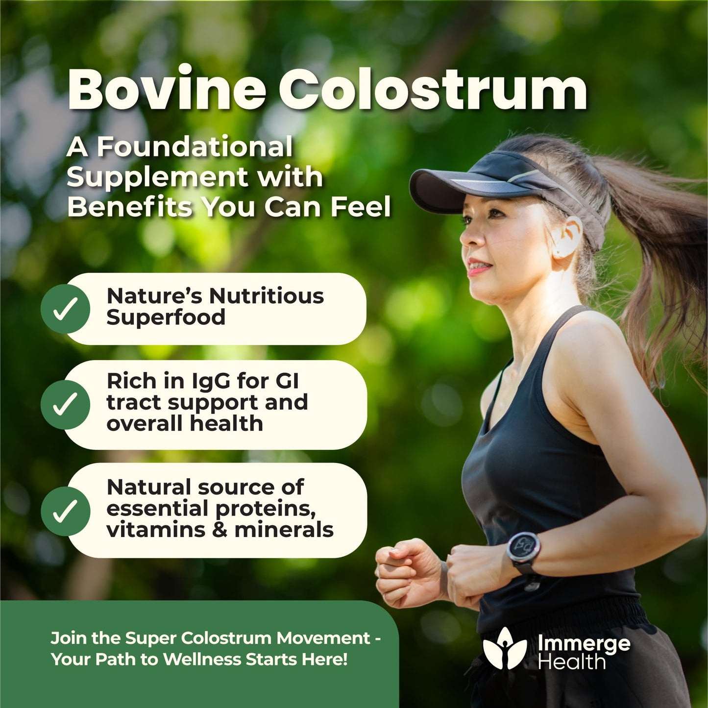 Immerge Health Super Colostrum Powder (60 Servings) – Premium Bovine Colostrum Supplement for Gut Health, Bloating & Immune Support – High IgG, 100% Grass Fed