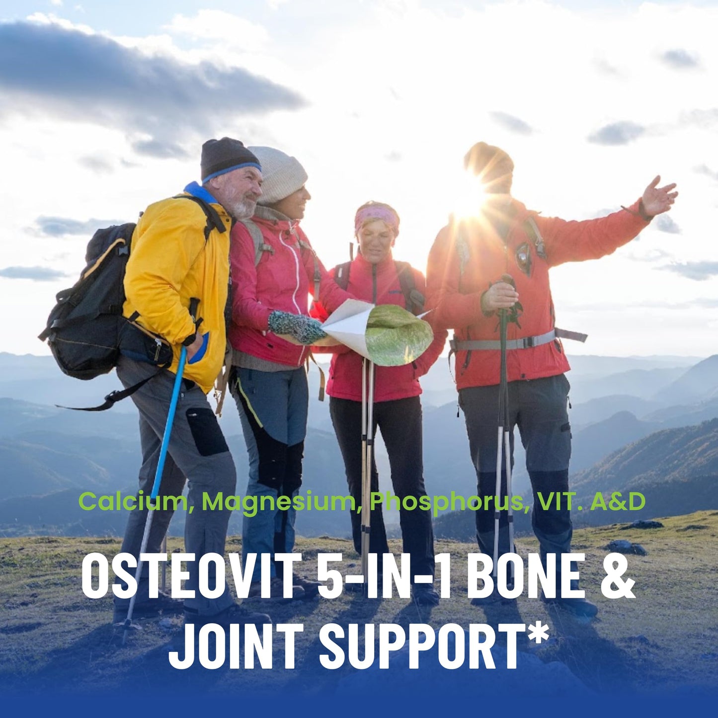 OsteoVit 5-in-1 Calcium 120 tabs Multivitamin: Calcium, Magnesium, Phosphorus, Vitamin D3 & A - Bone Strength & Flexibility*, Non-GMO Gluten Free