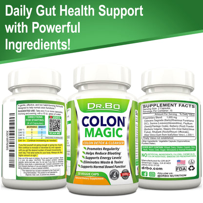 Colon Cleanse Detox Formula - Natural Bowel Cleanser Pills for Intestinal Bloating & Fast Digestive Cleansing - Daily Constipation Relief Supplement Gut, Belly,
