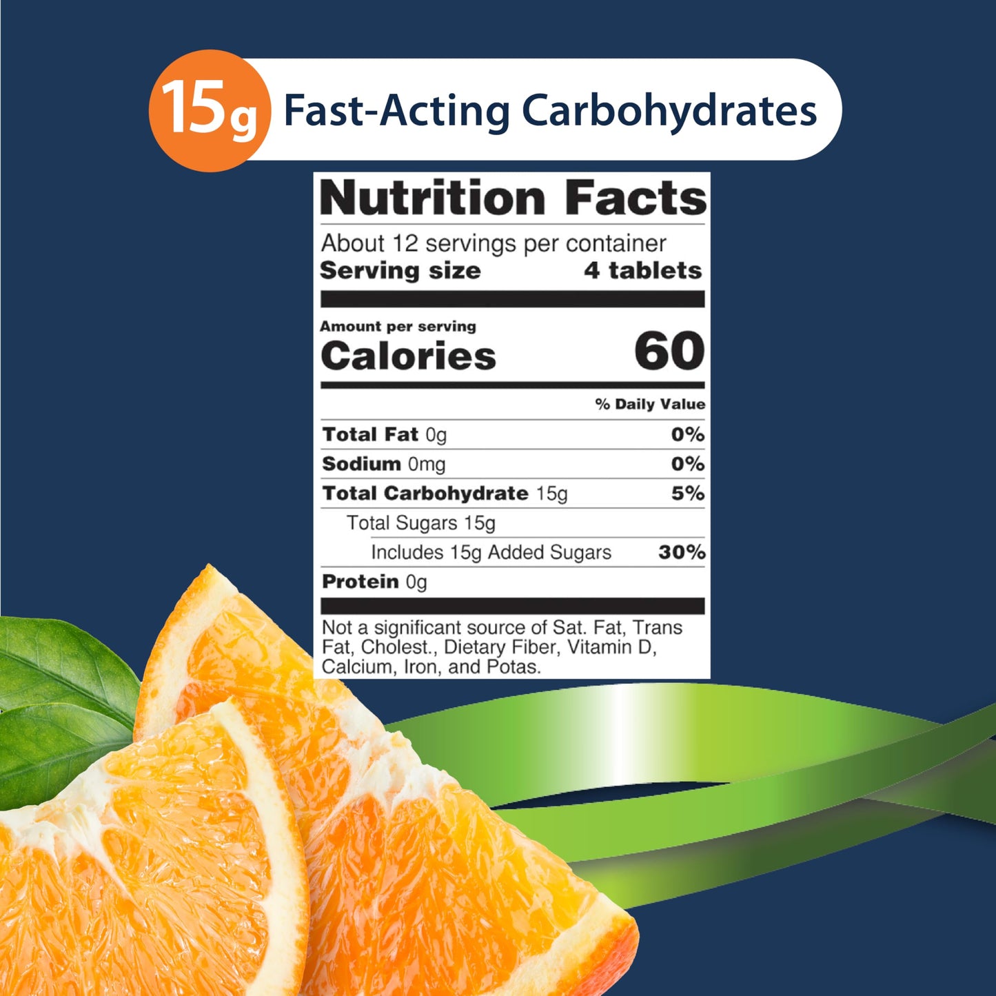 TRUEplus Glucose Tablets, Chewable, Orange Flavor, 15g Fast-Acting Carbohydrates, Fat Free, Gluten Free, Boost Energy, 50 Count, 3 Bottles