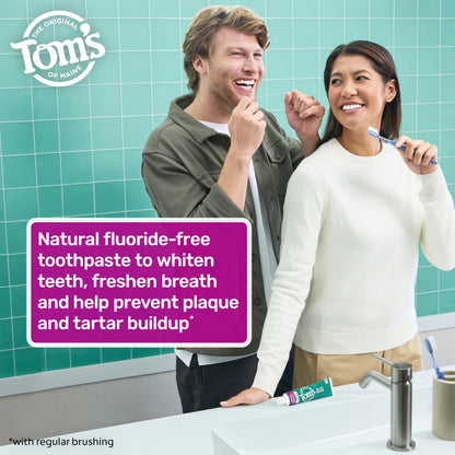 Tom's of Maine Fluoride-Free Antiplaque & Whitening Natural Toothpaste, Peppermint, 5.5 oz. (Pack of 2)