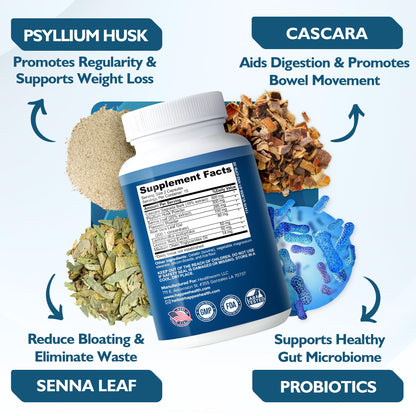 Happee Colon Cleanser & Detox for Weight Loss & GLP Support - 15 Day Colon Cleanse Pills & Gut Support Probiotics Women Men