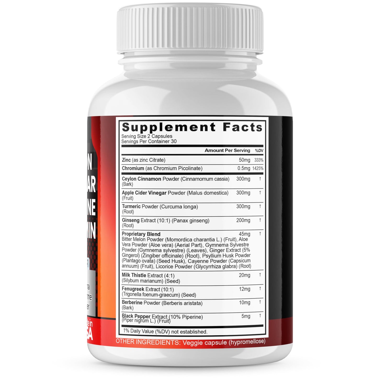 Ceylon Cinnamon, Apple Cider Vinegar, Turmeric - Gluco Health Support - Panax Ginseng, Berberine, Bitter Melon Milk Thistle Fenugreek -