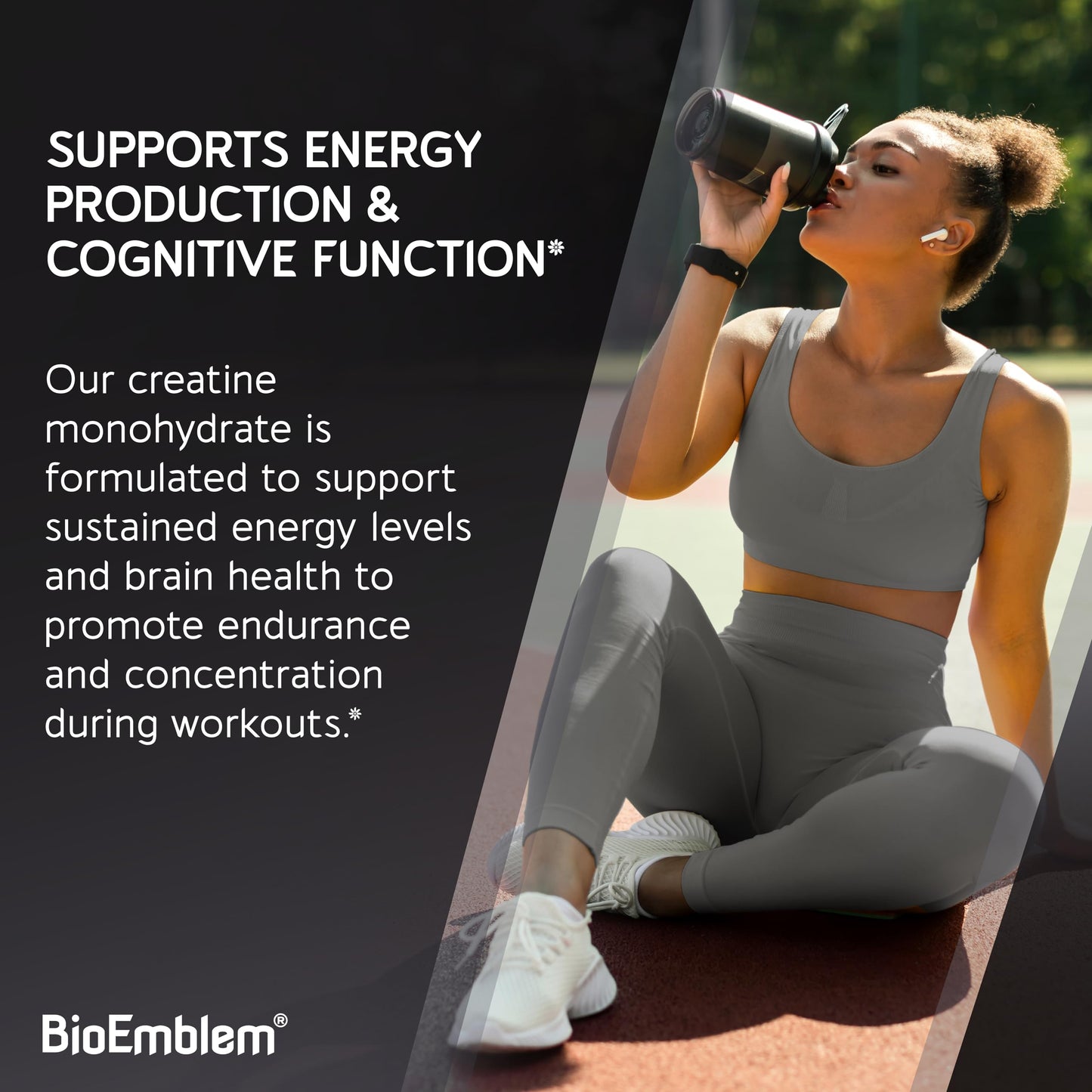 BioEmblem Creatine Monohydrate Powder - Unflavored Micronized Creatine Easily Mixes - Muscle Strength, Workout Recovery, Exercise Performance -