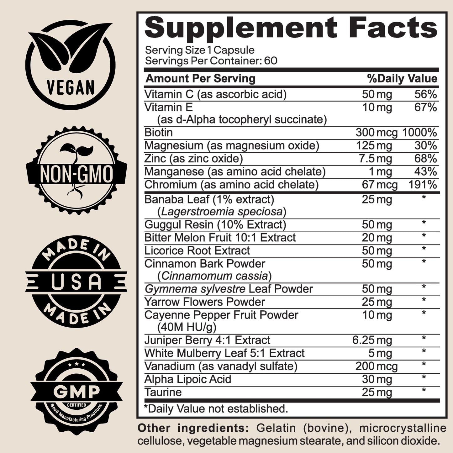 Herb Vitality Blood Sugar Support Supplement with Cinnamon, Bitter Melon – Supports Healthy Blood Sugar Levels Already Within Normal ranges
