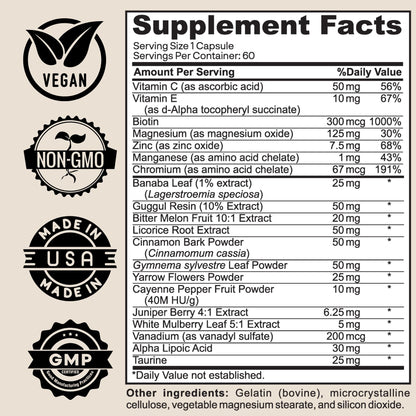 Herb Vitality Blood Sugar Support Supplement with Cinnamon, Bitter Melon – Supports Healthy Blood Sugar Levels Already Within Normal ranges