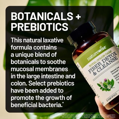 NatureWise Total Colon Care Fiber Cleanse - Natural Laxative Blend - Herbal Laxatives, Prebiotics, & Enzymes for Regularity, Digestion, Weight & Gut Health