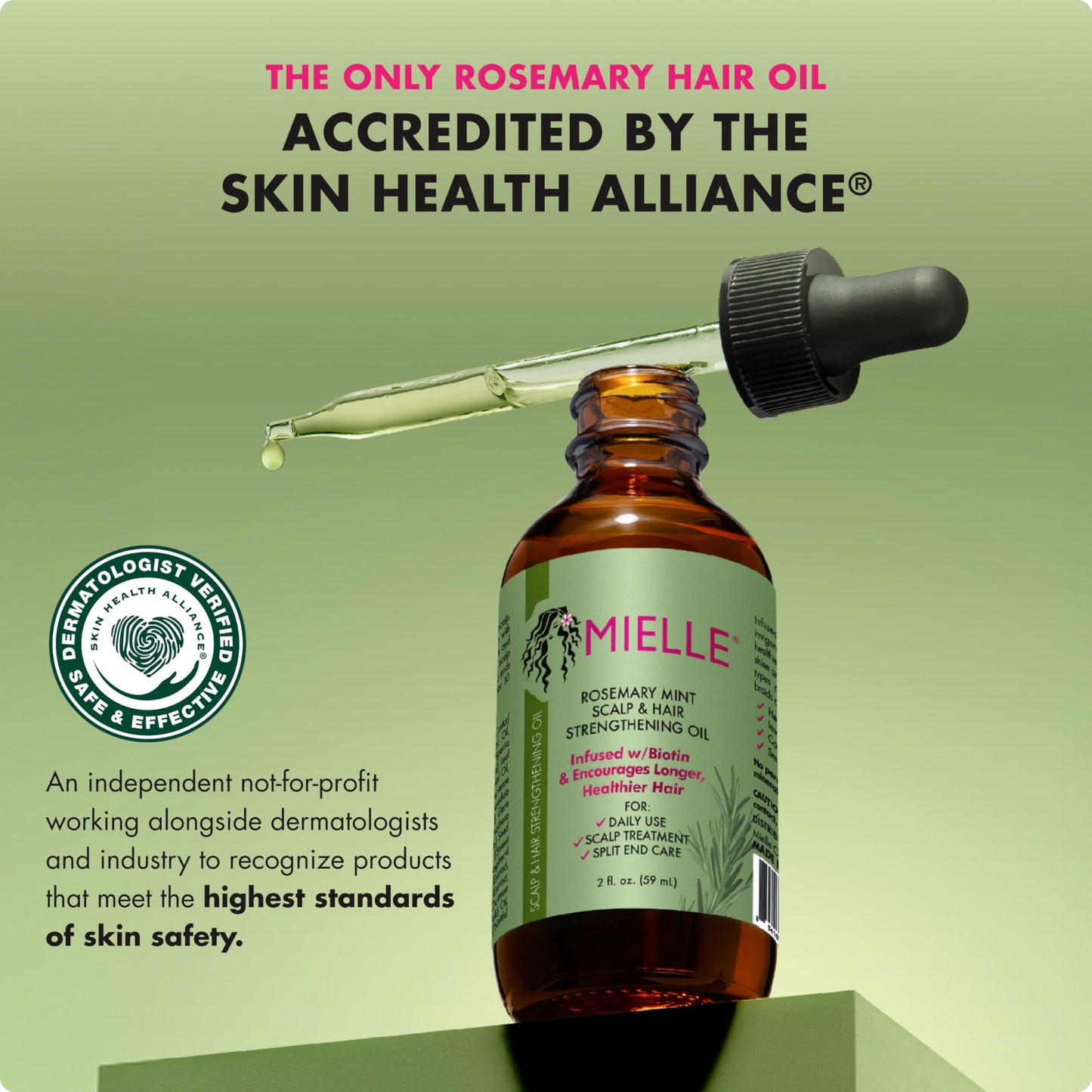 Mielle Organics Rosemary & Mint Hair Oil - Strengthening Biotin Oil Infused Frizzy & Damaged Hair Care - Split Ends & Dry Scalp Treatment