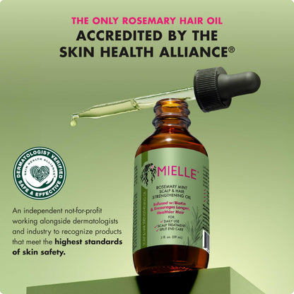 Mielle Organics Rosemary & Mint Hair Oil - Strengthening Biotin Oil Infused Frizzy & Damaged Hair Care - Split Ends & Dry Scalp Treatment