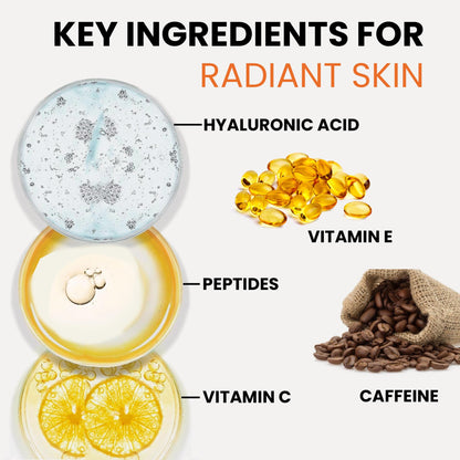 Super Vitamin C Face Serum for Mature Skin: Hydrating Brightening Formula - Vitamin C, Hyaluronic Acid, Vitamin E, Caffeine