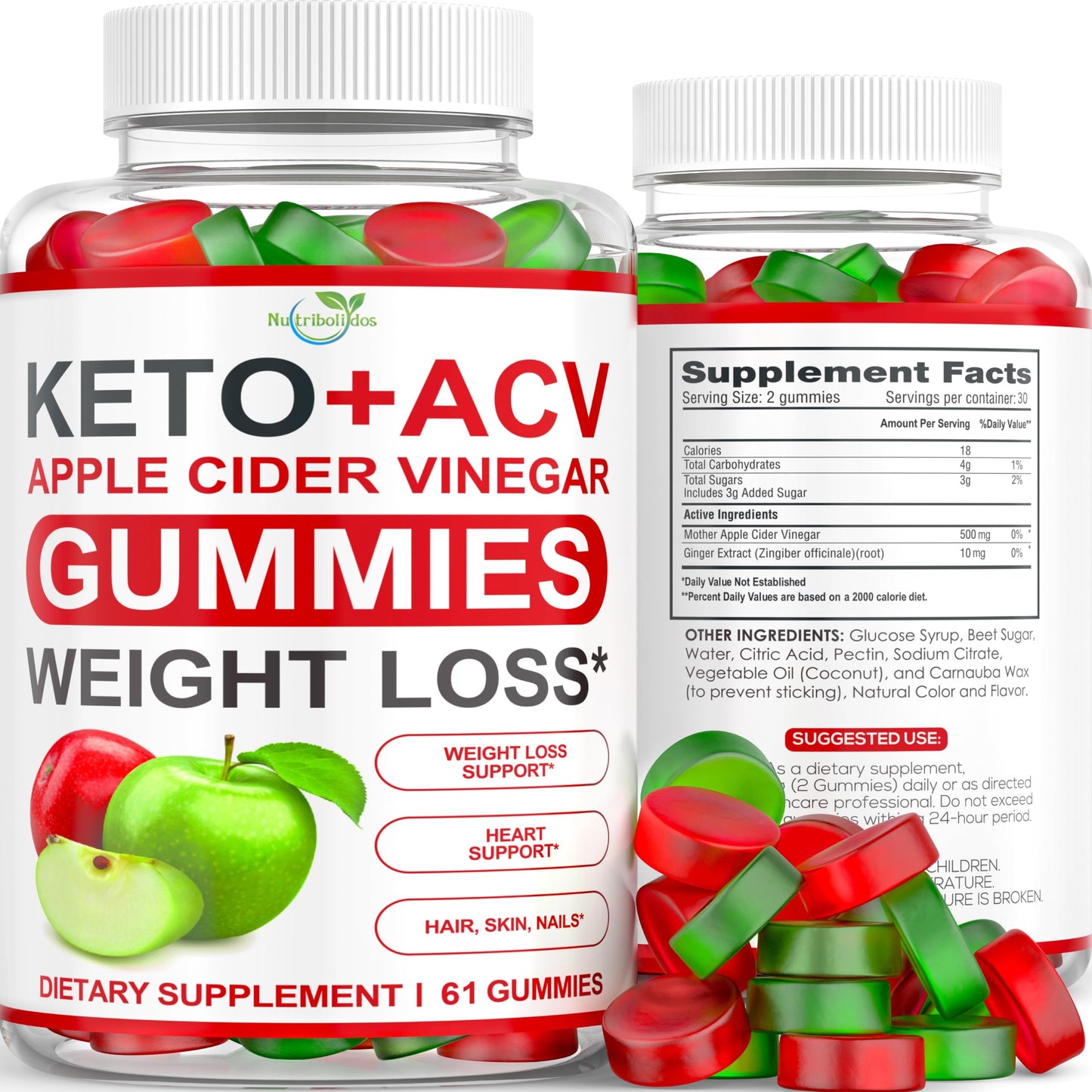 Keto ACV Gummies Advanced - ACV Keto Gummies Supplement for Women and Men - Metabolism, Detox, Cleanse - Apple Cider Vinegar - Ginger + Apple Flavor