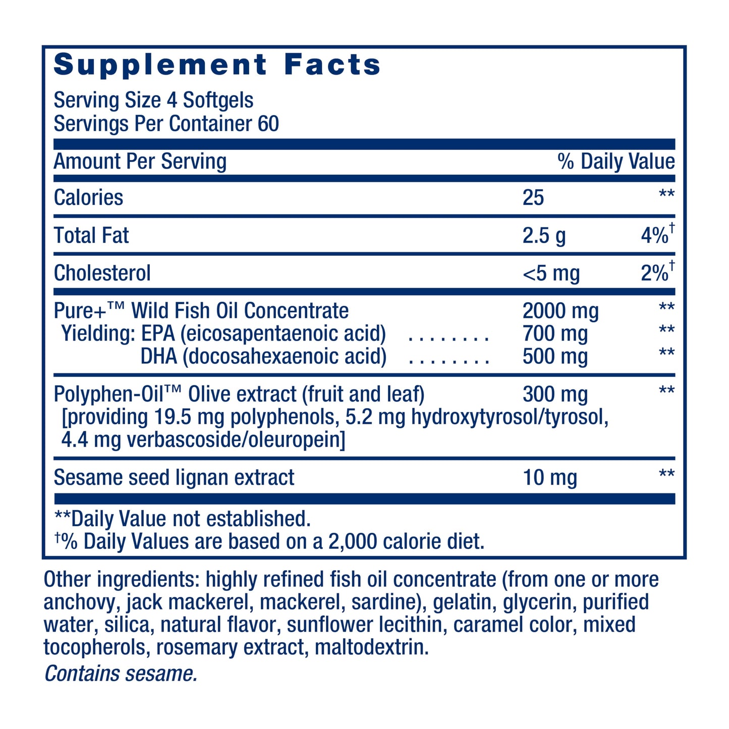 Life Extension Super Omega-3 EPA/DHA Fish Oil, Sesame Lignans & Olive Extract – Heart Health, Brain Health, Inflammation Health Support, Gluten-Free,