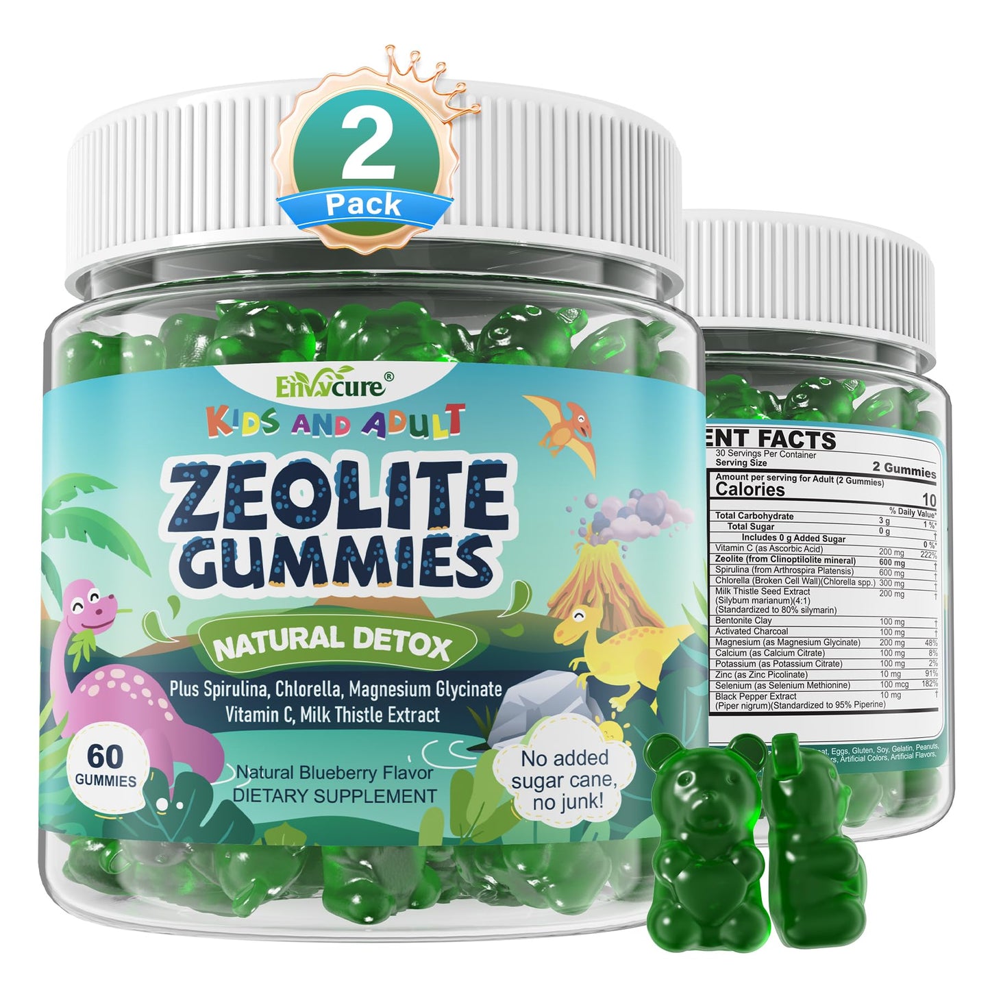 Zeolite Detox for kids & Adult-Sugar Free Zeolite Detox Gummies with Spirulina, Chlorella, Milk Thistle, Magnesium Glycinate, Calcium Citrate for Energy