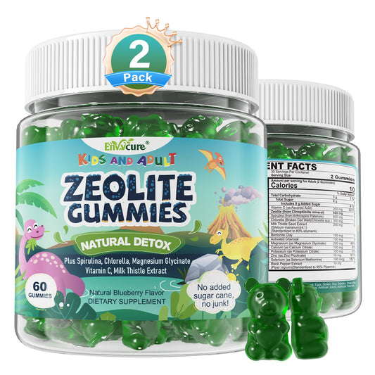 Zeolite Detox for kids & Adult-Sugar Free Zeolite Detox Gummies with Spirulina, Chlorella, Milk Thistle, Magnesium Glycinate, Calcium Citrate for Energy