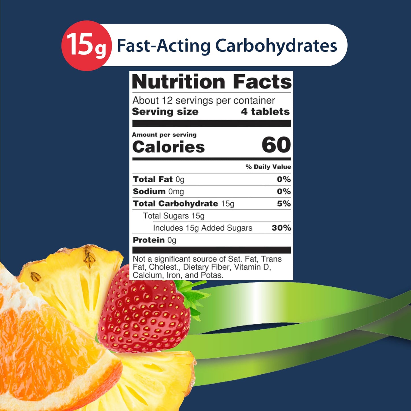 TRUEplus® Glucose Tablets, Tropical Fruit Flavor - 50ct Bottle (Pack of 2)