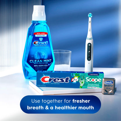 Crest + Scope Whitening Toothpaste - Pack of 3, 5.4 Oz Tubes - Anticavity Fluoride Toothpaste, Fresh Breath, Kills Germs - Tartar Protection,