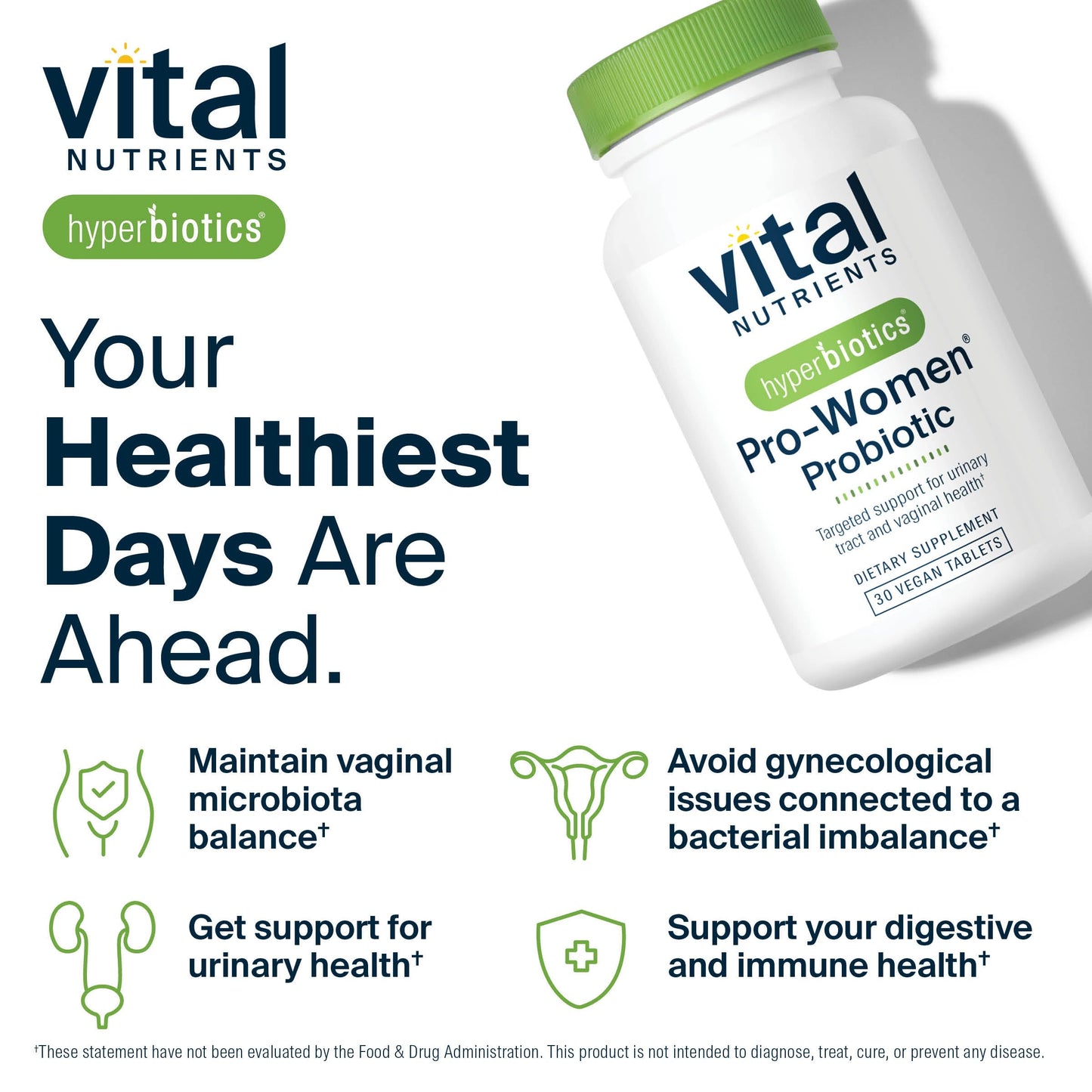 Hyperbiotics Vital Nutrients Pro Women Probiotics for Women | Vaginal Probiotics for PH Balance | Oral Probiotic for Vaginal Health and Urinary Tract Health | 6 Targeted Strains | 30 Vegan Tablets