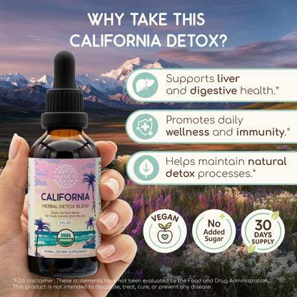 HerbEra California Herbal Detox Blend - USDA Organic Extract, Made in USA | Immune & Liver Support Liquid Drops | Burdock, Dandelion Root
